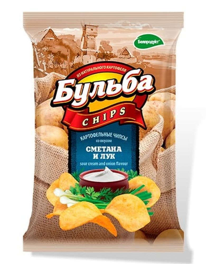 75гр Чипсы из сырного картофеля Бульба 25*125*1 вкус сметаны и лука 20*1